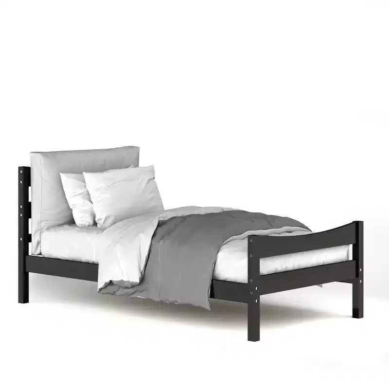Twin Size Platform Bed Frame Foundation w/Headboard &Wood Slat Support
