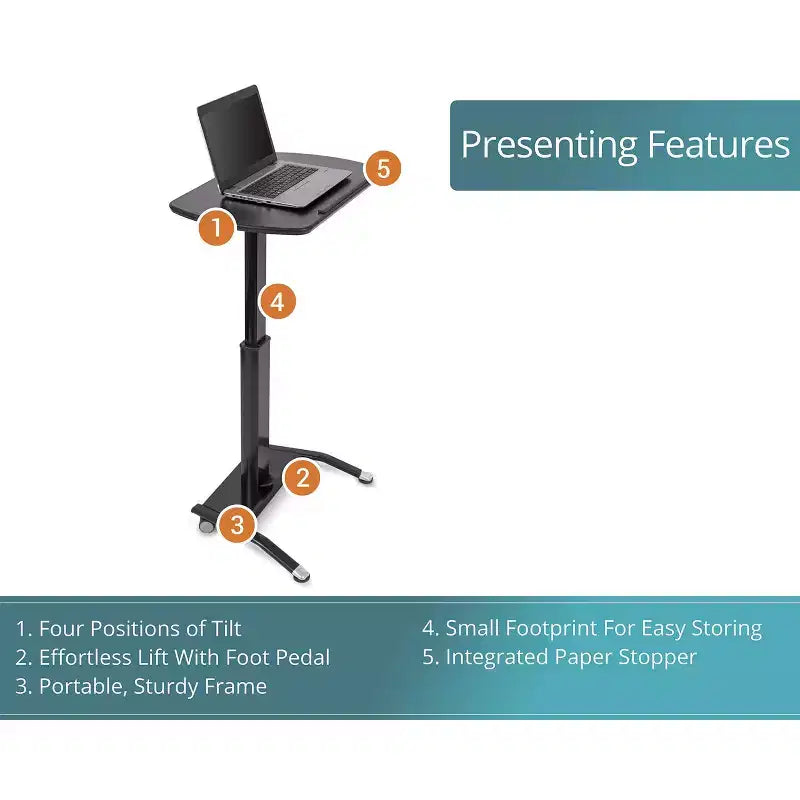 Support pour ordinateur portable inclinable à hauteur réglable pneumatique Stand Up Desk Store - Pupitre de conférenciers