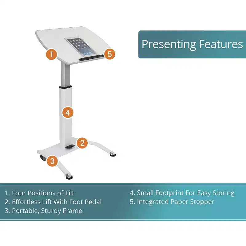 Support pour ordinateur portable inclinable à hauteur réglable pneumatique Stand Up Desk Store - Pupitre de conférenciers