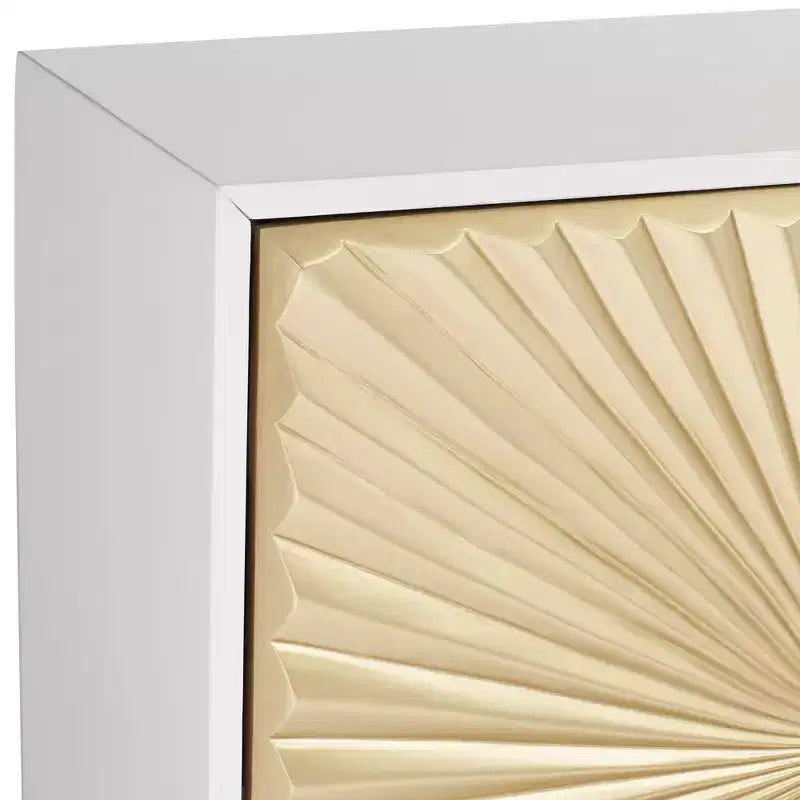 55 Downing Street Starburst 32 Wide White and Gold 2-Door Cabinet