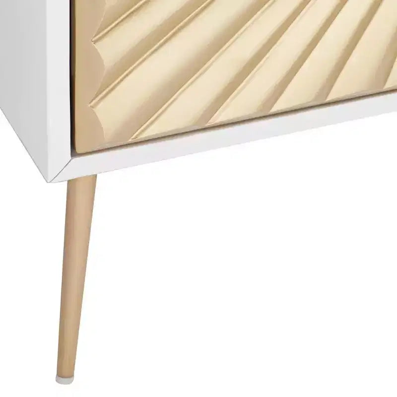 55 Downing Street Starburst 32 Wide White and Gold 2-Door Cabinet