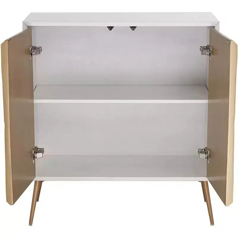 55 Downing Street Starburst 32 Wide White and Gold 2-Door Cabinet