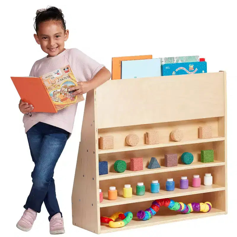 Présentoir à livres simple face Streamline avec rangement, étagère pour salle de classe