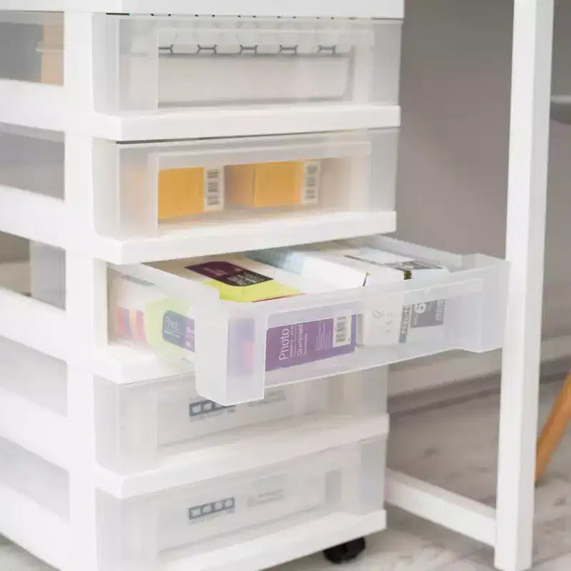 6 Drawer Rolling Storage Cart with Organizer Top, White