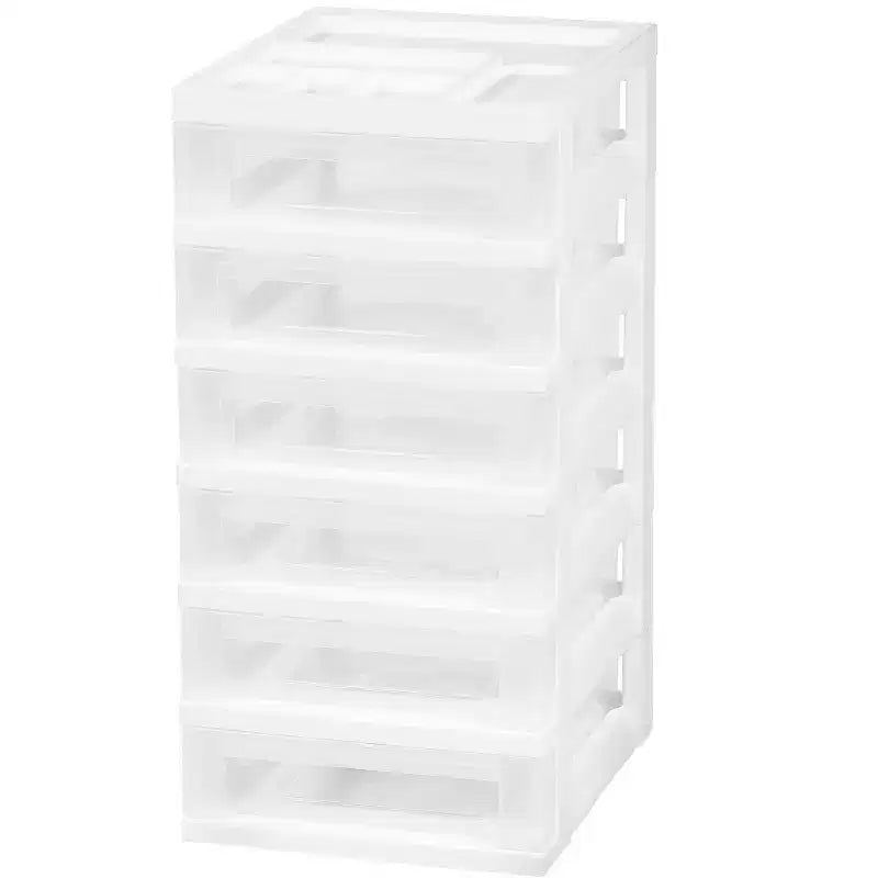 6 Drawer Rolling Storage Cart with Organizer Top, White