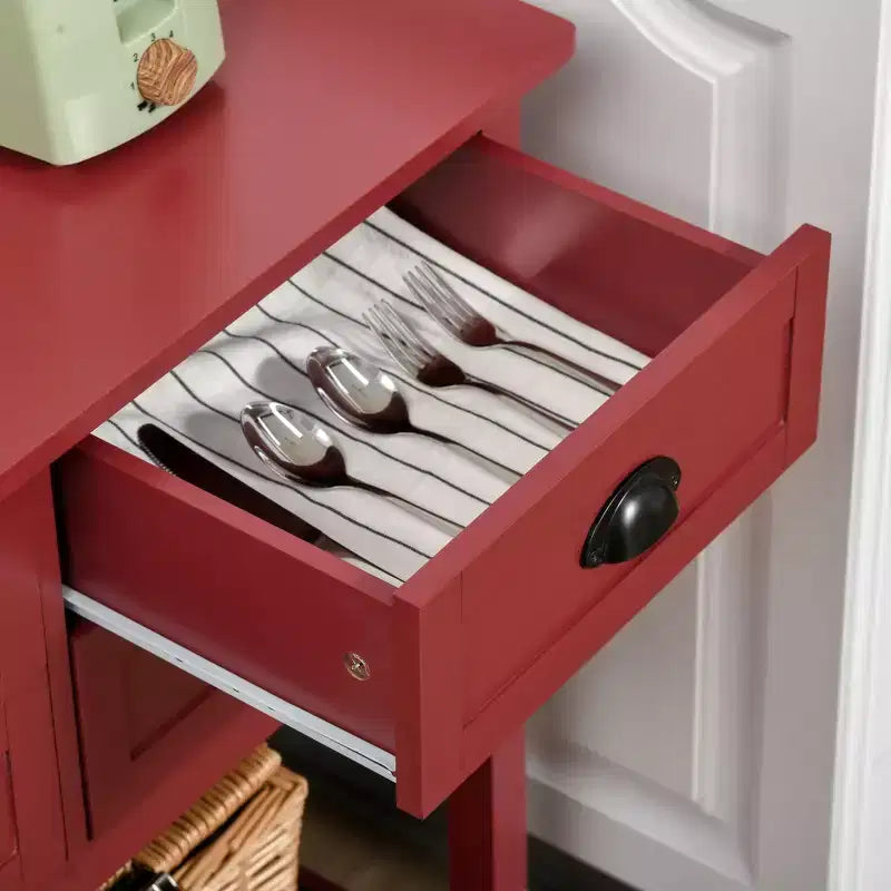 Meuble Buffet Commode, Table Console de Rangement avec 4 Tiroirs et Étagère Inférieure à Lattes pour Cuisine, Salon