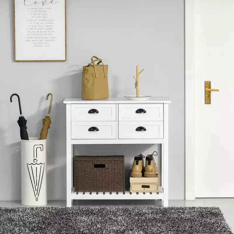 Meuble Buffet Commode, Table Console de Rangement avec 4 Tiroirs et Étagère Inférieure à Lattes pour Cuisine, Salon