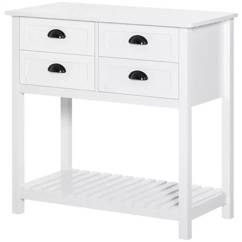 Meuble Buffet Commode, Table Console de Rangement avec 4 Tiroirs et Étagère Inférieure à Lattes pour Cuisine, Salon