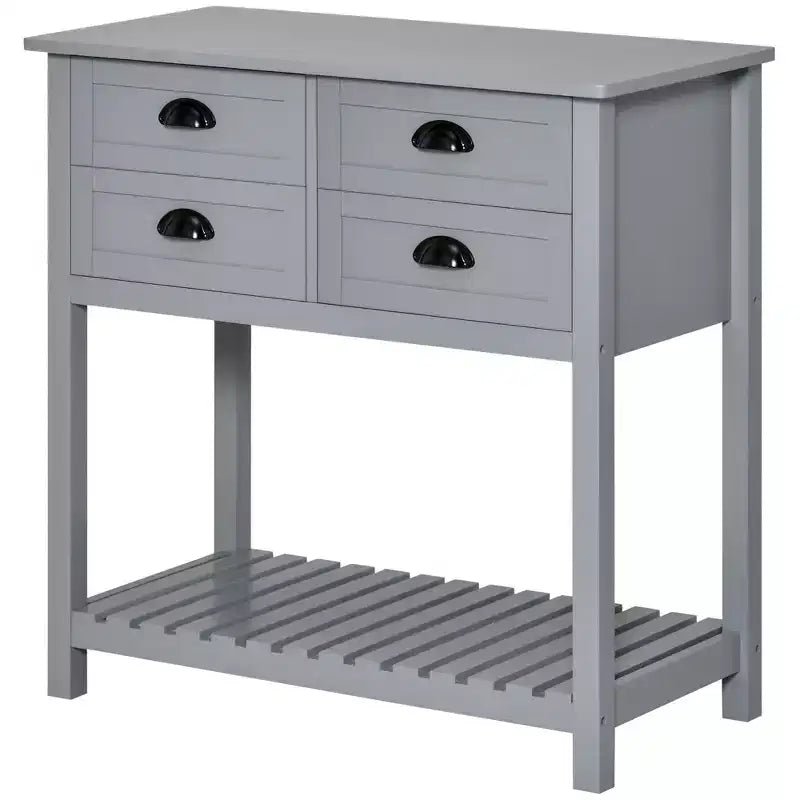 Meuble Buffet Commode, Table Console de Rangement avec 4 Tiroirs et Étagère Inférieure à Lattes pour Cuisine, Salon