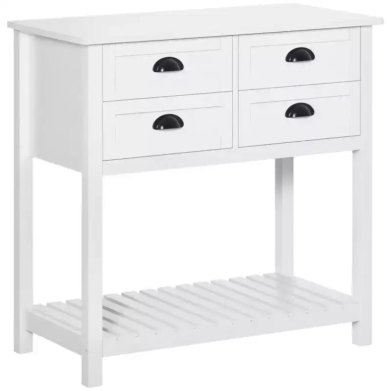 Meuble Buffet Commode, Table Console de Rangement avec 4 Tiroirs et Étagère Inférieure à Lattes pour Cuisine, Salon
